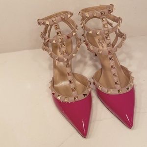 Valentino Garavino Rockstud Leather Ankle-Strap Pumps
